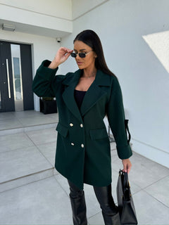 Winter Solid Color Fashion All-match Double-breasted Woolen Coat Women's Clothing - Otaj Gifts