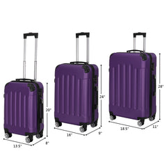 Three In One Handle Universal Wheel With 4 Corner Guards Pull Rod Box, 20in, 24in, 28in ABS Aluminum Alloy Pull Rod, Classic Color Scheme - Dark Purple - Otaj Gifts