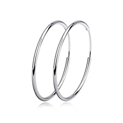 Sterling Silver Simple Polished Big Round Circle Hoop Earrings for Women - Otaj Gifts