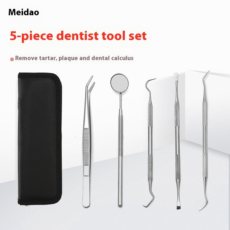 Personal Stainless Steel Dental Tools Suit Oral Mirror 5-piece Set Tooth Care Cleaning - Otaj Gifts