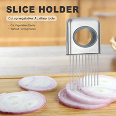 Onion Holder Slicer Vegetable tools Tomato Cutter Stainless Steel Kitchen Gadget - Otaj Gifts