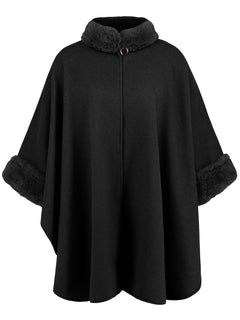 Fashionable Fur Collar Mid-length Coat Cape - Otaj Gifts
