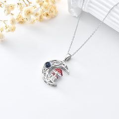100 languages I Love You Projection Stone Mushroom Moon Necklace Sterling Silver - Otaj Gifts