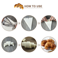 Stainless Steel Croissant Rolling Cutter Bread Dough Pastry Making Tool with Wooden Handle - Otaj Gifts