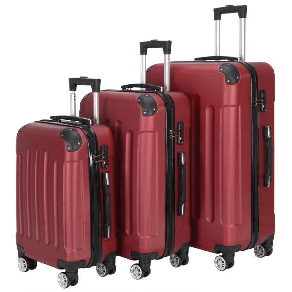 3-in-1 Swivel Wheel With Handle, 4 Corner Protectors, Trolley Box, 20in 24in 28in, ABS Aluminum Alloy Trolley, Classic Color - Burgundy - Otaj Gifts