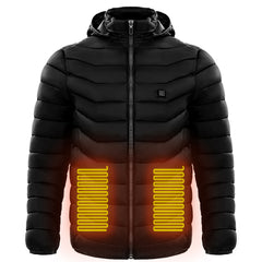 Men Heated Puffer Jacket Electric Heating Coat Insulated Hood Windbreaker - Otaj Gifts
