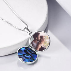 Personalized Flower Photo Locket Necklace 925 Sterling Silver Photo Pendant - Otaj Gifts