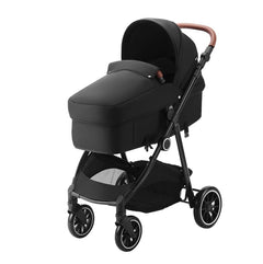 Standard Baby Stroller, Infant Toddler Stroller With Bassinet, 3rd-Gear Adjustable Backrest & Foldable & Reversible Seat, Carbon Steel Newborn Stroller With Leg Cover And Mesh Net, Black - Otaj Gifts