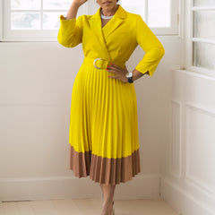 Suit Collar Fashion Elegant Pleated African Dress - Otaj Gifts