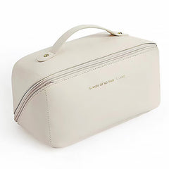 Pillow Cosmetic Bag Milk White High Capacity PU Leather Waterproof Cosmetic Pouch for Daily Travel - Otaj Gifts