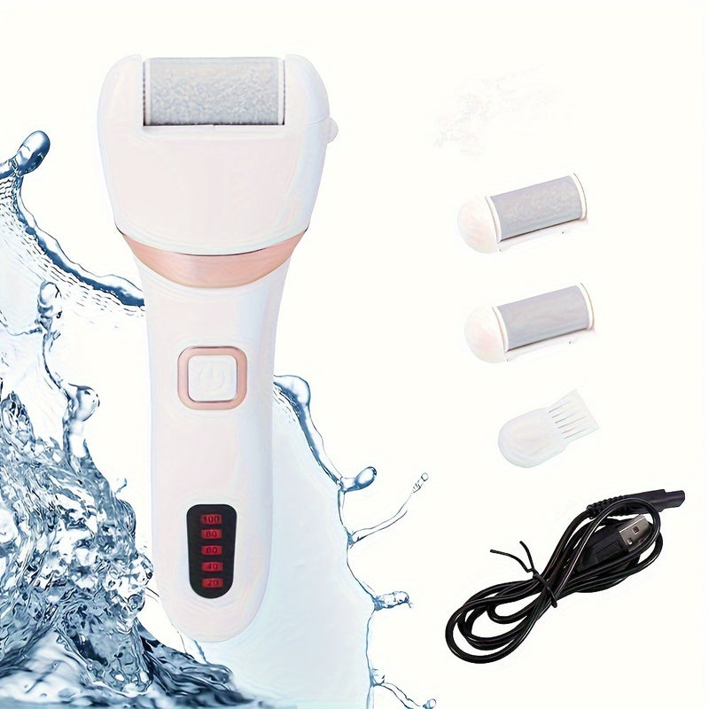 Electric Foot Grinder And Callus Remover, Electric Foot Polisher, Rechargeable Foot Washing And Pedicure Kit, Suitable For Cracked Heels And Dead Skin, With 3 Roller Heads - Otaj Gifts