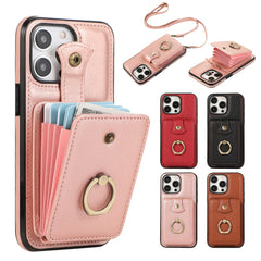 Suitable for iPhone 12/13/14/15/16 series crossbody card holder Faux Leather mobile phone case black/brown/red/rosy Golden 16promax mobile phone case 14promax15promax with card bag and long chain - Otaj Gifts