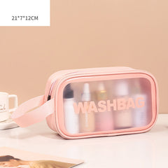 Pu Transparent Three Piece Makeup And Wash Bag Large Capacity - Otaj Gifts