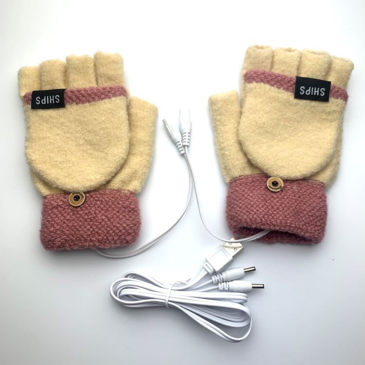 USB Electrically Heated Gloves Half Finger Gloves Indoor Outdoor - Otaj Gifts