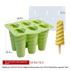 6-piece Spiral Ice Cream Silicone Food Grade Mold with Cover - Otaj Gifts