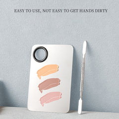 Stainless Steel Cosmetic Makeup Palette, Professional Cosmetic Mixing Makeup Palette Spatula Makeup Artist Tool, Beauty Salon Color Cream Mixing Palette With A Spatula Makeup Nail Art Palette - Otaj Gifts