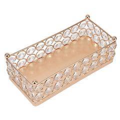 Cake Display Stand Golden Finish Rectangular Light Weight Exquisite Snacks Desserts Crystal Tray Holder - Otaj Gifts