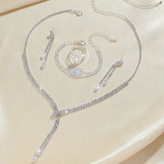 Fashion Simple Necklace Earring Bracelet Four-piece Set - Otaj Gifts