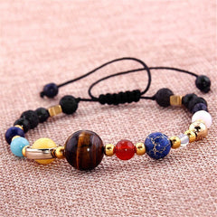 Eight Planets Alloy Bracelet, Natural Stone Bead Bracelet Women Solar System Bracelet Universe Galaxy The Eight Planets Guardian Star Natural Stone Beads Bracelet Bangle Gifts For Girls - Otaj Gifts