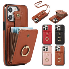 Suitable for iPhone 12/13/14/15/16 series crossbody card holder Faux Leather mobile phone case black/brown/red/rosy Golden 16promax mobile phone case 14promax15promax with card bag and long chain - Otaj Gifts