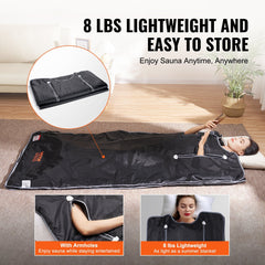VEVOR Sauna Blanket For Detoxification, Portable Far Infrared Sauna For Home, Oxford Sauna Bag Warm Holes & Carbon Fiber Heating, 1-6 Level Adjustable Temp 95-176F, 5-60 Minutes Timer, 75 X 35 In - Otaj Gifts