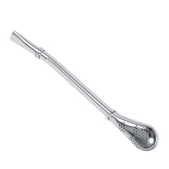Dependable Stainless Steel Yerba Mate Tea Gourd Bombilla Drinking Straw Filtered Spoon Silver - Otaj Gifts