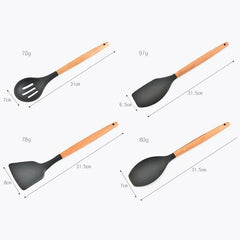 Kit 12 Pieces Silicone Kitchen Utensils - Otaj Gifts