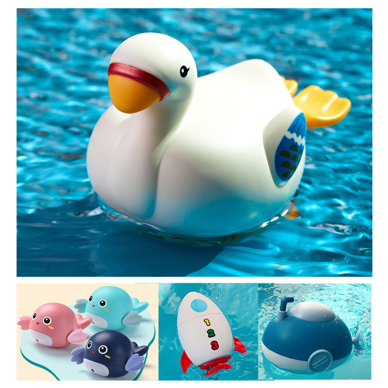 Baby Bath Toys Cute Cartoon Goose Dolphin Swimming Wind-up Clockwork Infant Children Water Toys Gifts Kids Showering Toys - Otaj Gifts