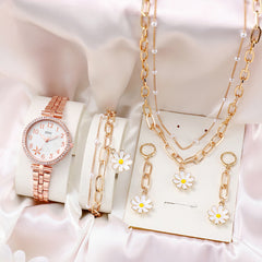 Fashion Watch Gift Suit Quartz Watch Necklace Bracelet Ring Stud Earrings - Otaj Gifts