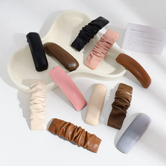 Leather Barrettes Pleated Solid Color Simple Temperamental All-match - Otaj Gifts