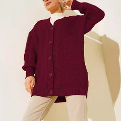 Knitted Cardigan Coat Loose Casual Sweater - Otaj Gifts
