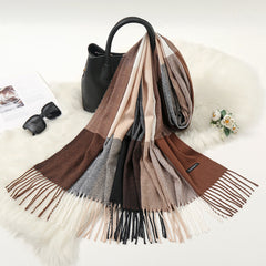 Autumn And Winter New Contrast Color Warm Cashmere-like Fashion Scarf - Otaj Gifts