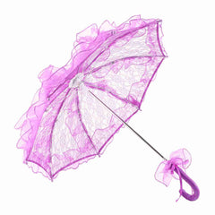 Bridal Lace Cotton Umbrella for Wedding Parties Dancing Photography Prop (Purple) - Otaj Gifts