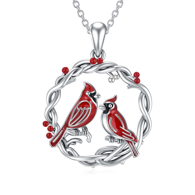 Cardinal Tree Of Life Necklace in White Gold Plated Sterling Sliver - Otaj Gifts