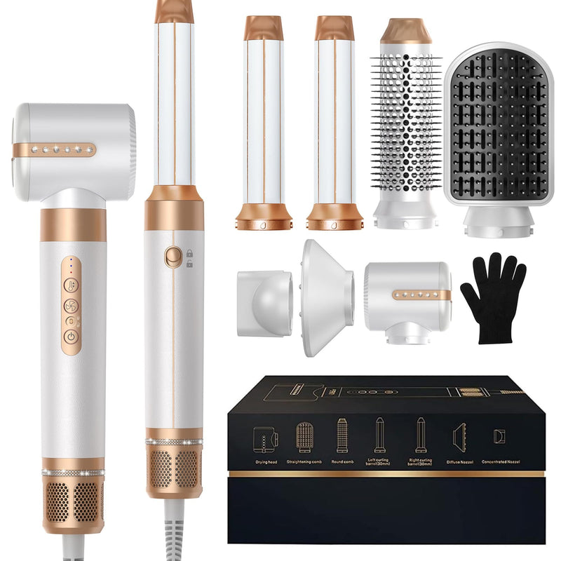 Blow Dryer Brush 7 In ONE, 110,000 RPM High-Speed Negative Ionic Hair Dryer With Diffuser Concentrator, Thermal Brush Hair Straightener Magic Styler, Volumizing Hair Styling Tools - Otaj Gifts