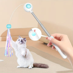 Cat Teaser Stick, Retractable Cat Wand With Replacement Head, Cat Feather Toy, Cat Interactive Toy For Indoor Cats For Relief Boredom And Exercise - Otaj Gifts