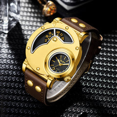 Gold Multi-functional Exaggerated Dial Watch For Men - Otaj Gifts