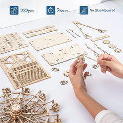 Robotime DIY Wooden Rotatable Ferris Wheel Model With Playing Music Toys For Children Birthday TGN01 - Otaj Gifts