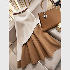 Women's Winter Brown Contrast Skirt - Otaj Gifts