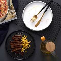 Nordic Style Marble Plate Household Ceramic Dish - Otaj Gifts