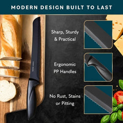 7-Piece High Carbon Stainless Steel Kitchen Knife Set With Handles And Sharpener - Otaj Gifts