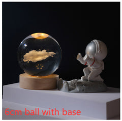 3D Crystal Ball Night Light Solar System Cosmic Theme LED Decoration Light Wooden Base Astronomy Nightlights Birthday Gift - Otaj Gifts