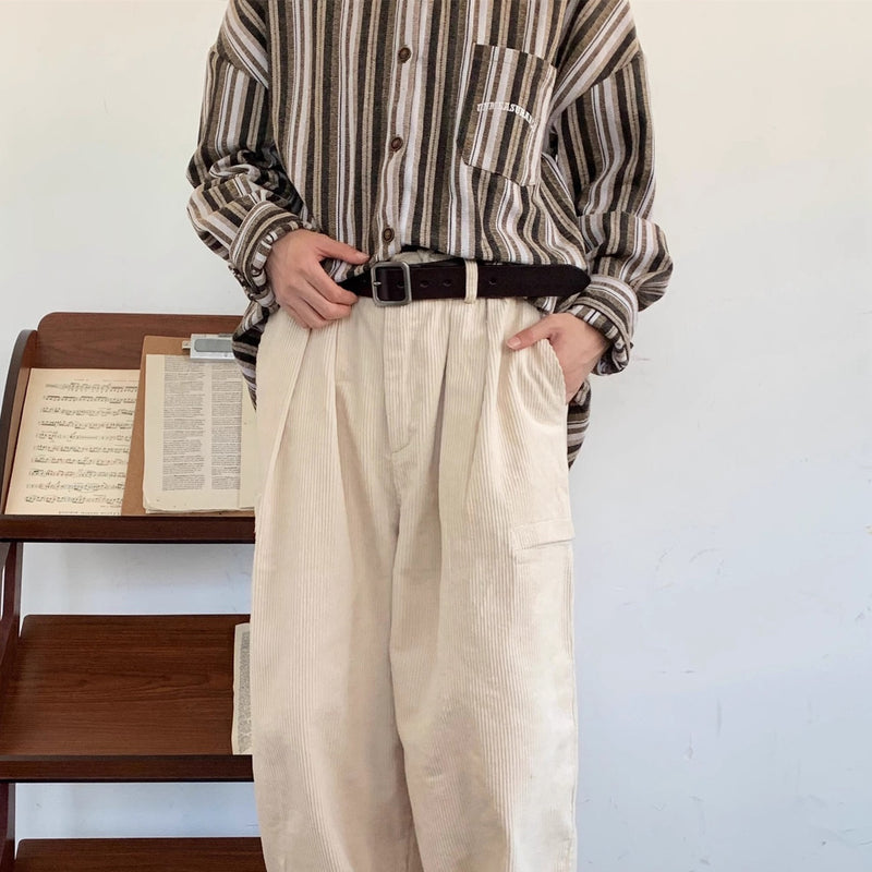 Men's All-match Retro Corduroy Wide-leg Pants - Otaj Gifts
