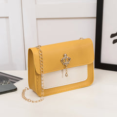 Women's Contrast Color Crown Ornaments Small Square Bag - Otaj Gifts