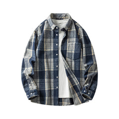 Cross-border Foreign Trade Men's Autumn And Winter New Plaid Plus Size Long-sleeved Shirt Casual Coat Thickened Flannel Shirt Men - Otaj Gifts
