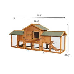 Oversized Rabbit Cage With 2 Running Spaces Small Animal Habitat - Otaj Gifts