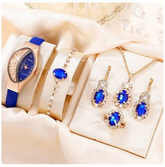 Fashion Watch Gift Suit Quartz Watch Necklace Bracelet Ring Stud Earrings - Otaj Gifts