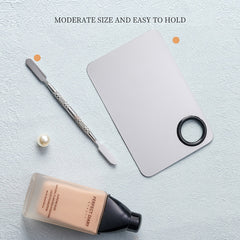 Stainless Steel Cosmetic Makeup Palette, Professional Cosmetic Mixing Makeup Palette Spatula Makeup Artist Tool, Beauty Salon Color Cream Mixing Palette With A Spatula Makeup Nail Art Palette - Otaj Gifts