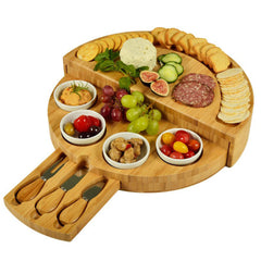 Wooden Cheese Cutting Board Set Rotating Opening And Closing - Otaj Gifts