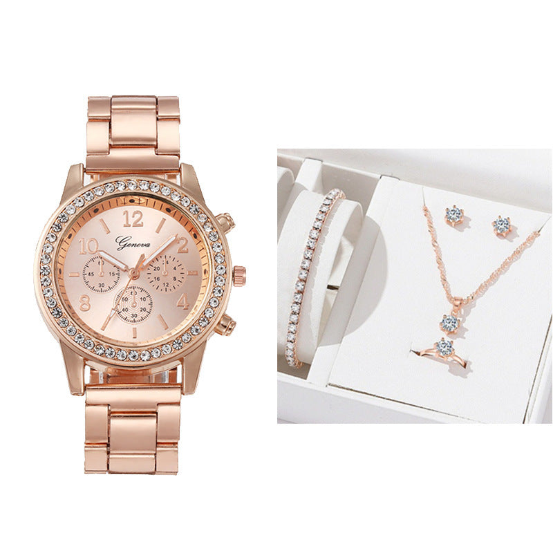 New Women's Watch Suit Quartz Diamond Watch - Otaj Gifts